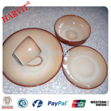 16PC Reactive Glaze Steingut Günstige Restaurant Dinnerware